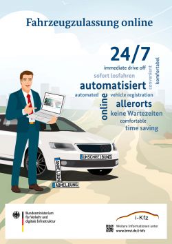 Plakat zur Fahrzeugzulassung online 